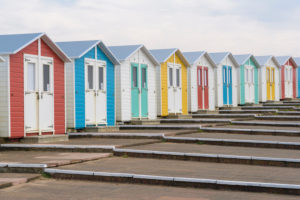 Colorful beach houses on Summerleaze Beach, Bude, Cornwall, South West England, England, United Kingdom, Europe Colorful beach houses on Summerleaze Beach, Bude, Cornwall, South West England, England, United Kingdom, Europe